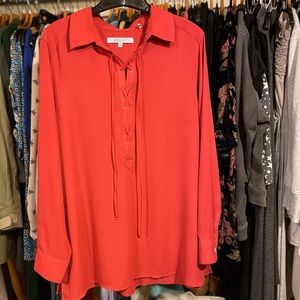 New! No tags but never worn lace up blouse from Foxcroft.